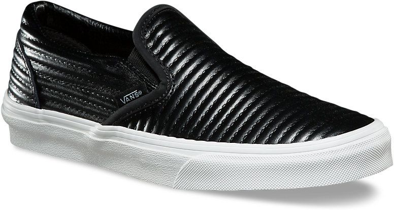 Damske boty Vans CLASSIC SLIP ON MOTO LEATHER Black Blanc De Blanc