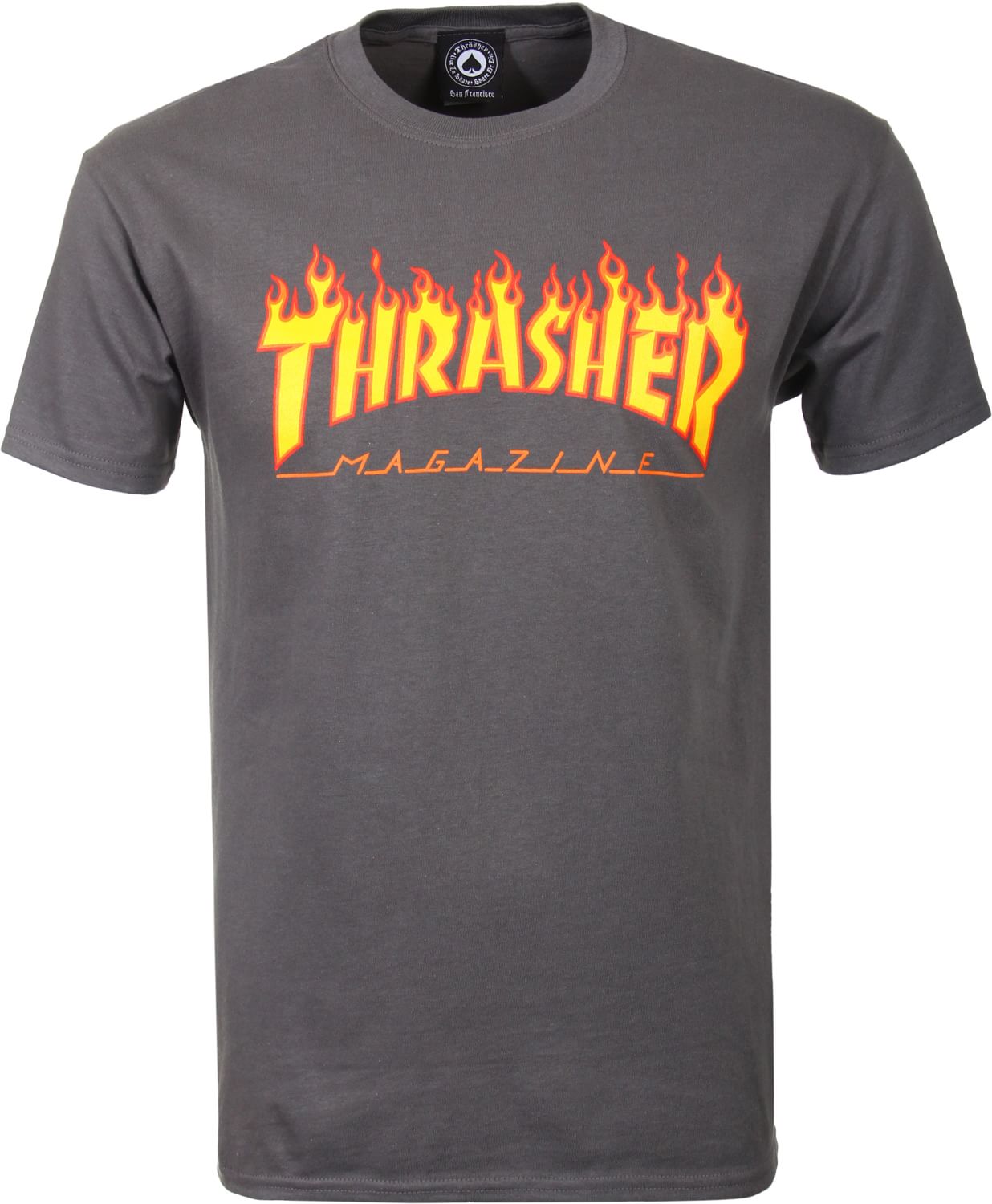 pánské triko THRASHER FLAME LOGO Charcoal Gray