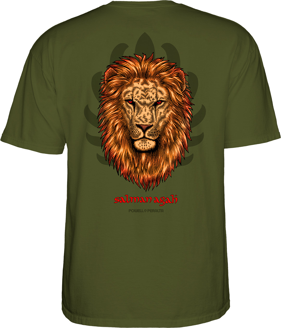 pánské triko POWELL PERALTA SALMAN AGAH LION TEE Military Green