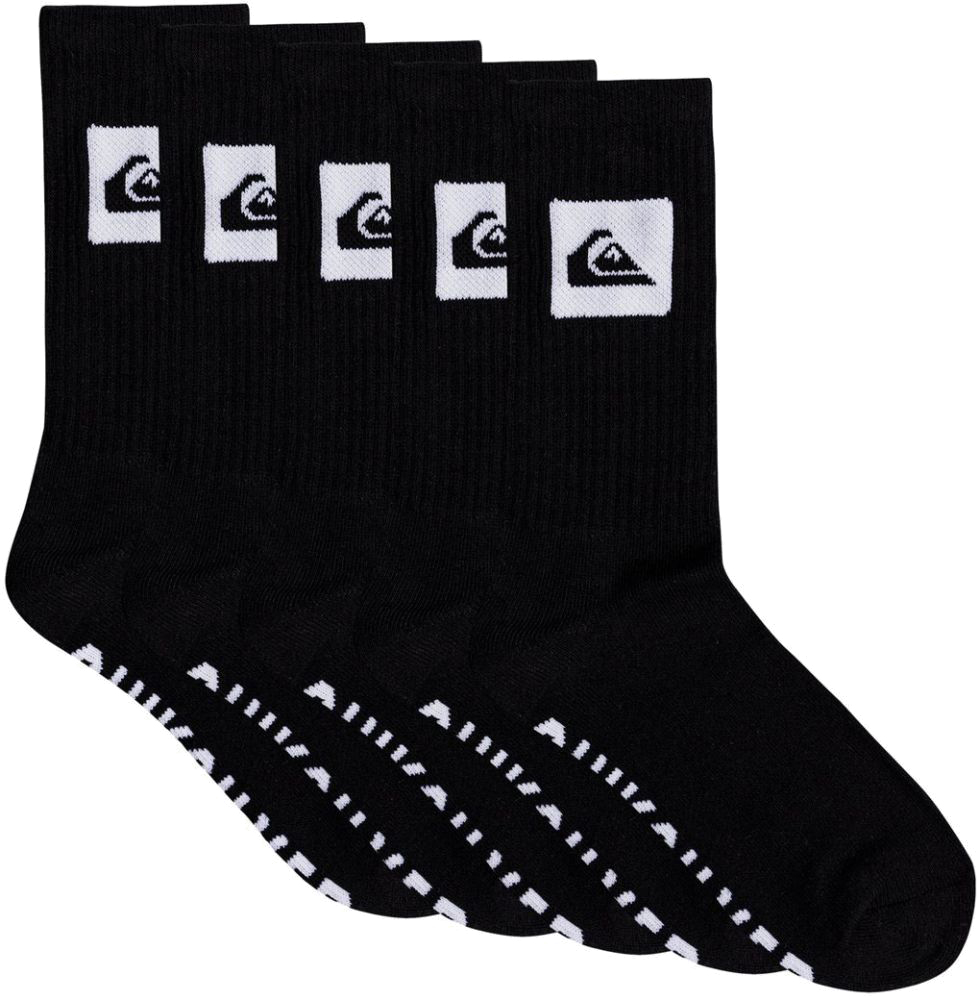 pánské ponožky QUIKSILVER CREW 5 PACK SOCKS Black - KVJ0