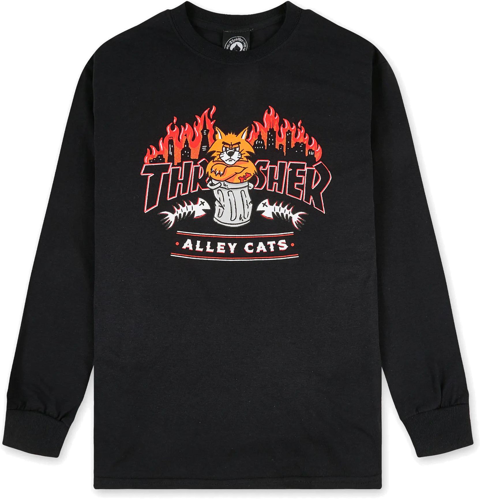 pánské triko THRASHER ALLEY CATS LS Black