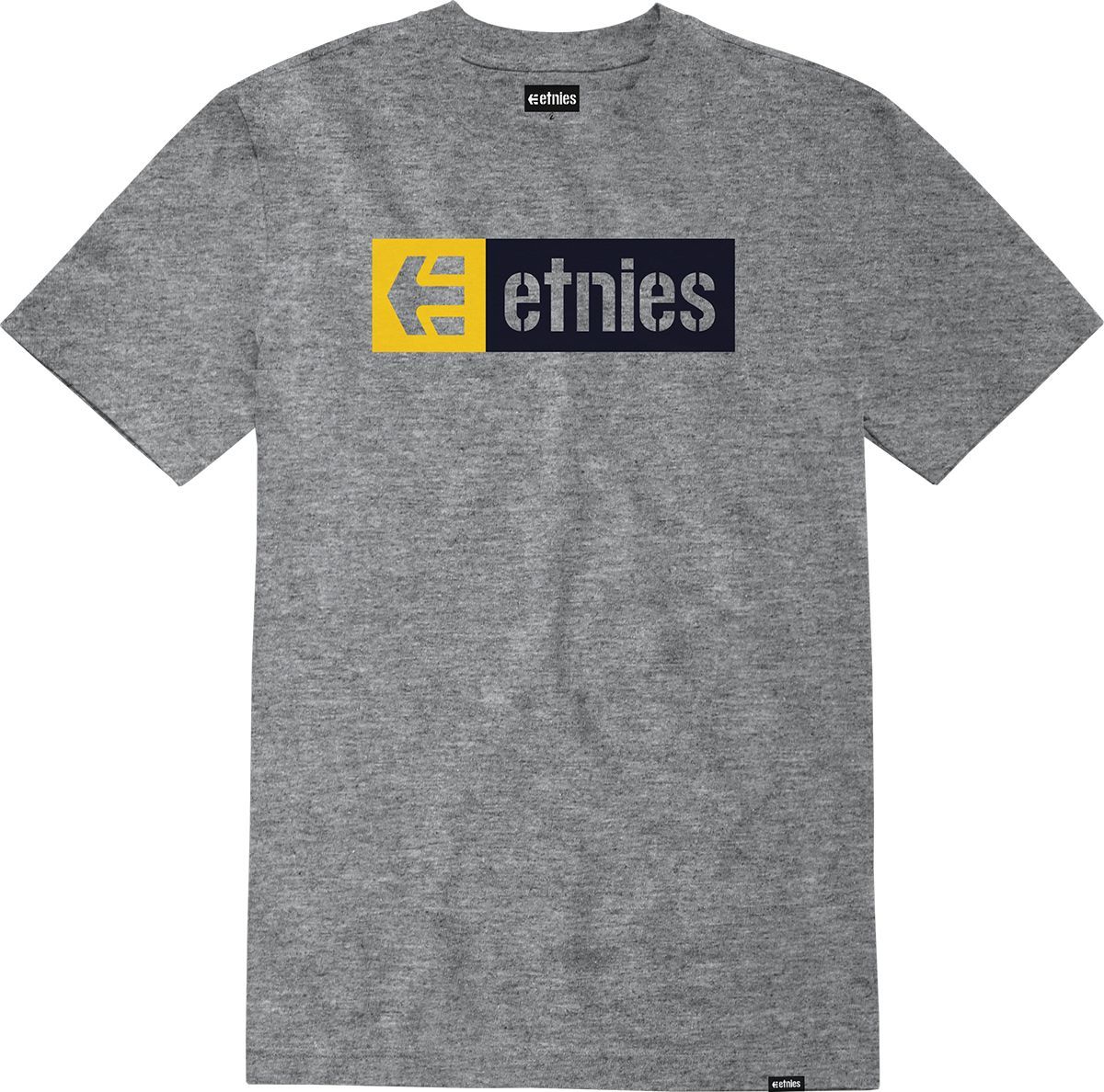 pánské triko ETNIES NEW BOX TEE Grey/Black/Yellow