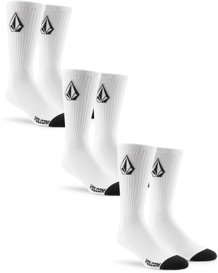 pánské ponožky VOLCOM FULL STONE CREW 3-PACK SOCKS White