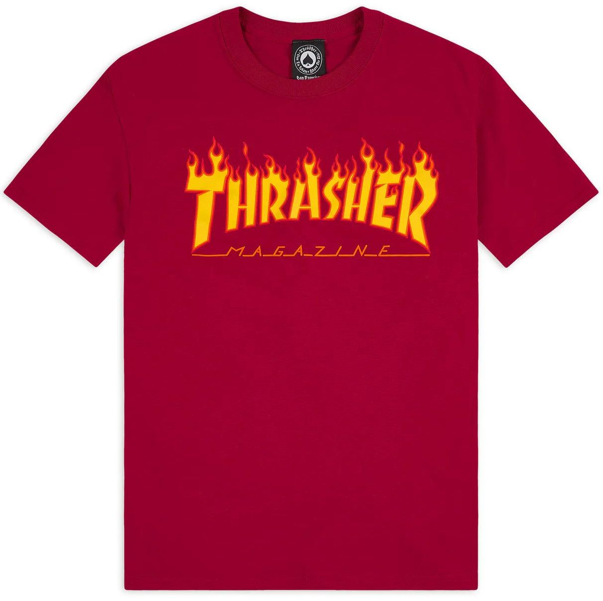 pánské triko THRASHER FLAME LOGO Cardinal Red