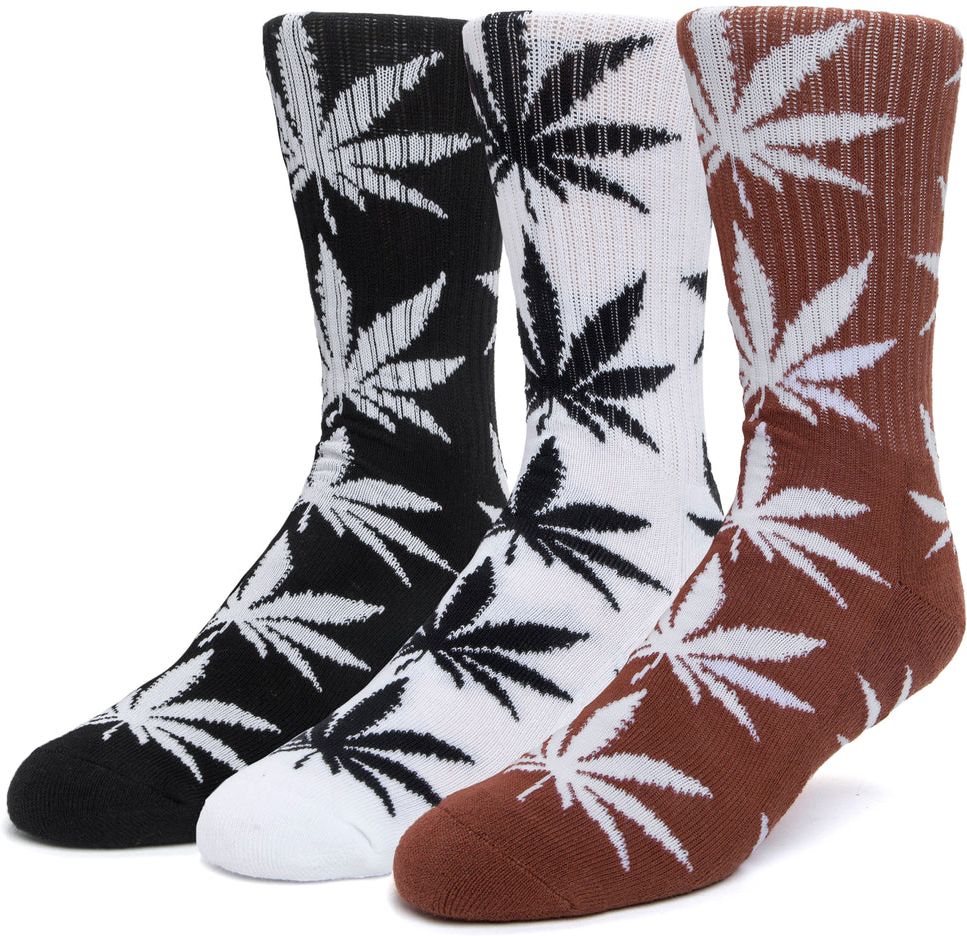 ponožky HUF PLANTLIFE 3-PACK CREW SOCKS Toffee