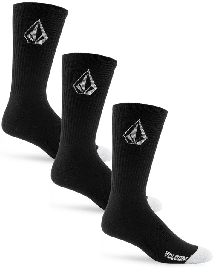 pánské ponožky VOLCOM FULL STONE CREW 3-PACK SOCKS Black