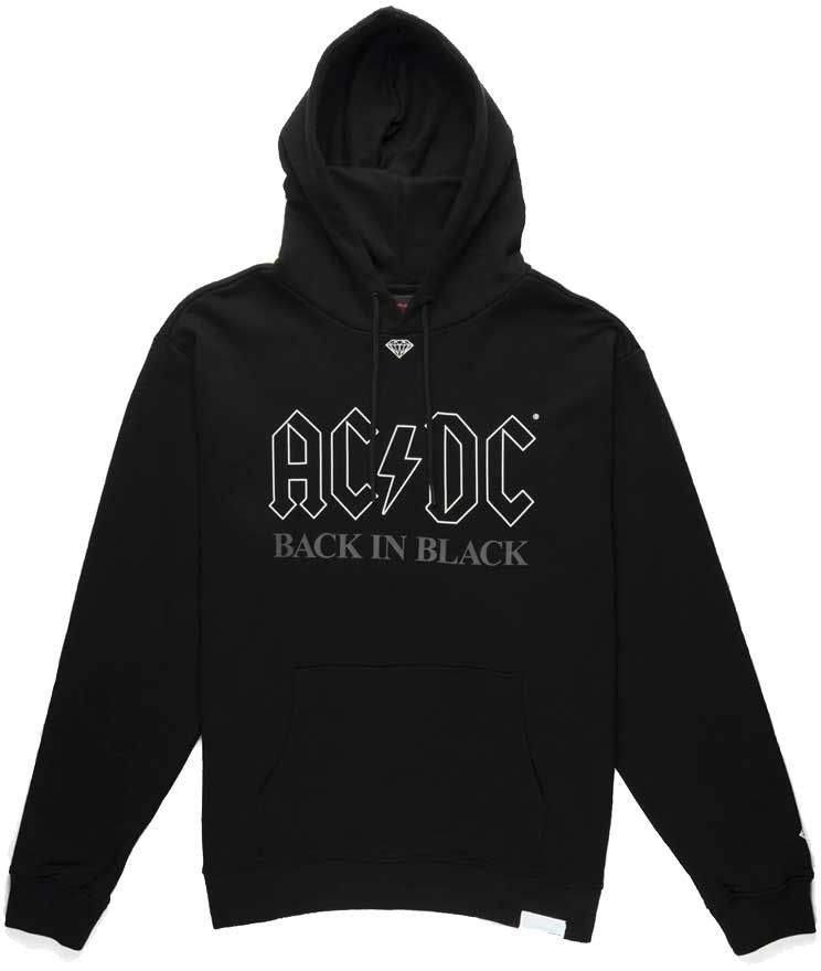 pánská mikina DIAMOND AC/DC BACK IN BLACK HOODIE Black