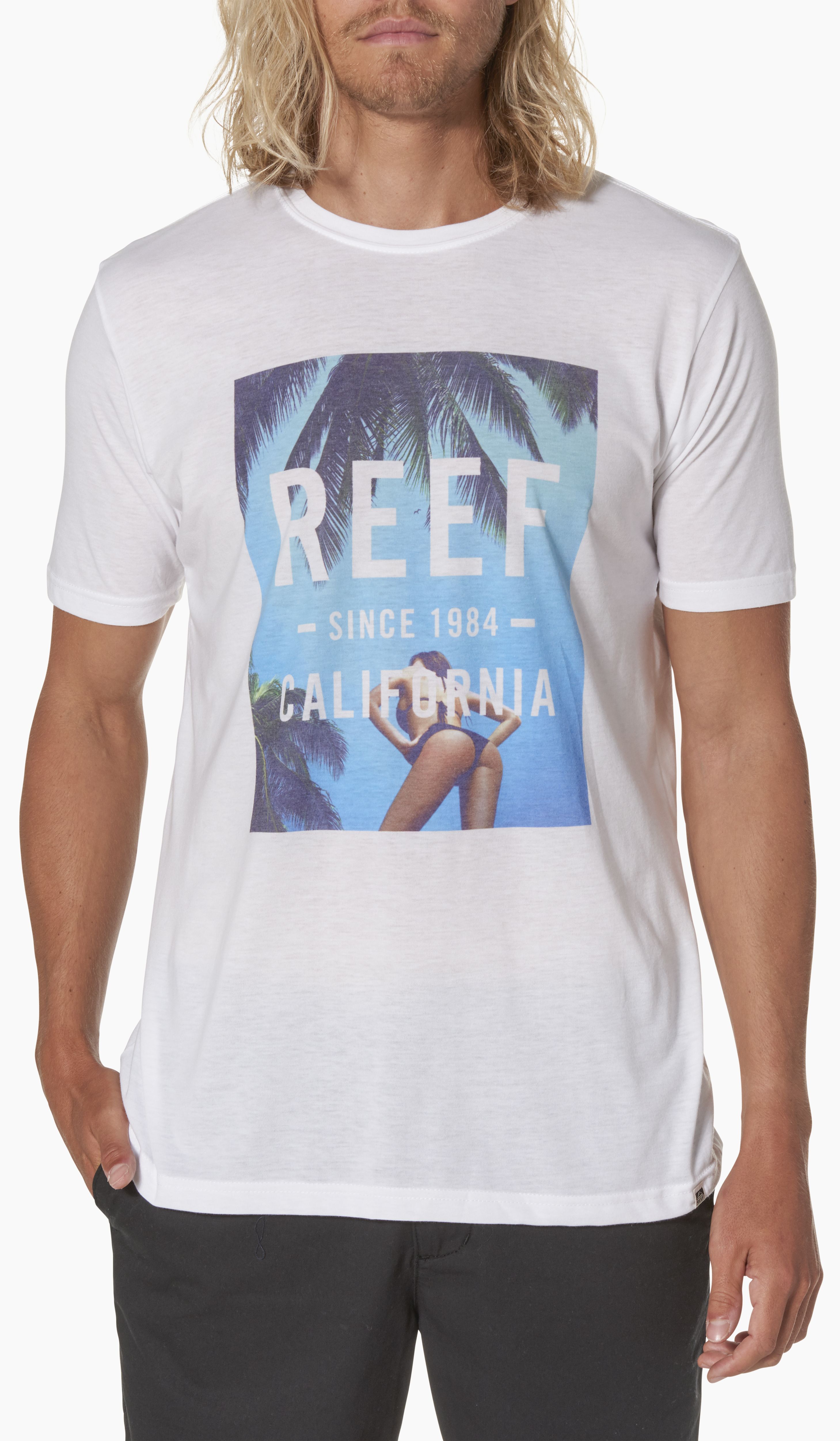 pánské triko REEF CALIFORNIA TEE White