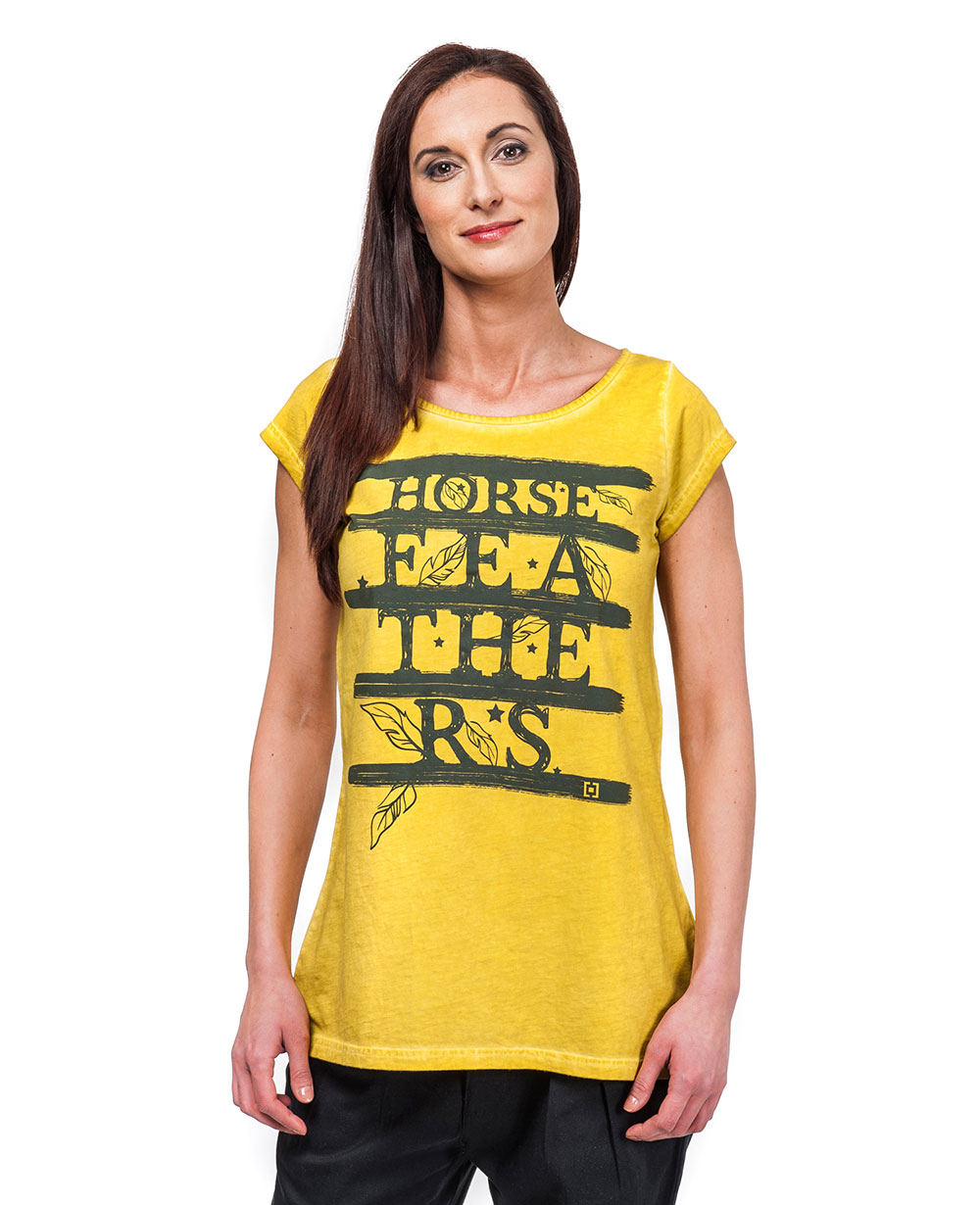 dámské triko HORSEFEATHERS FEATHERS TOP (washed yellow)