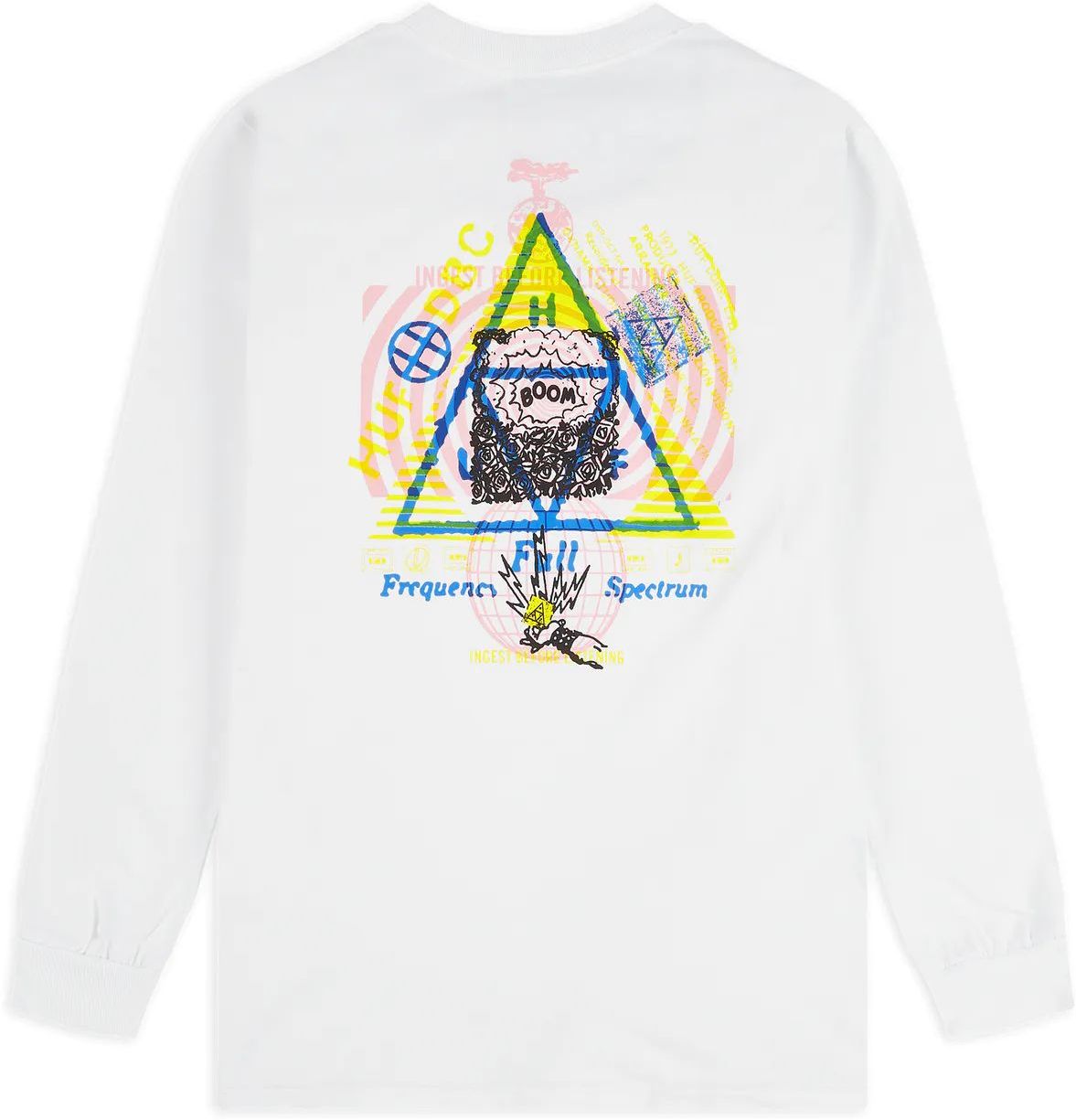 ls инцест Pánské triko Huf FULL FREQUENCY TRIPLE TRIANGLE LS TEE White