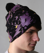 E beanie black purple