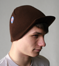Tweedledee rib knit visor beanie brown